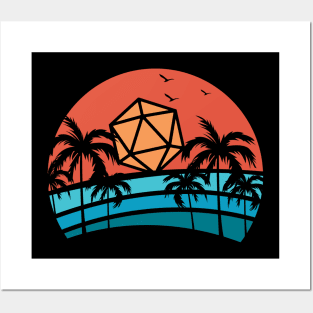 Polyhedral D20 Dice Sunset Tabletop RPG Posters and Art